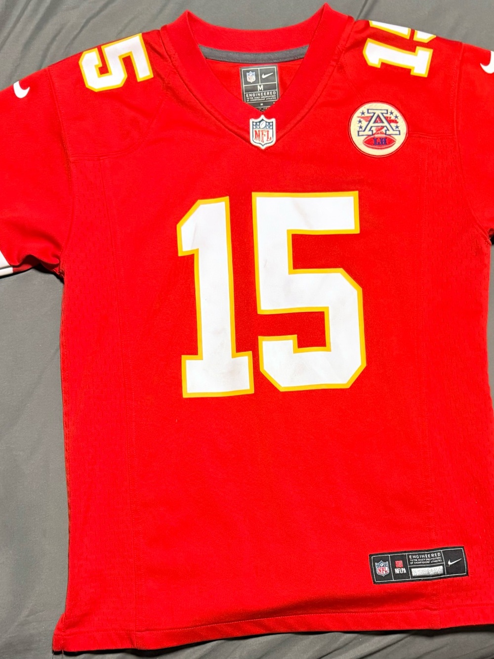 Nike Kids Red Kansas City Chiefs #15 Football Jersey with White & Yellow Trim